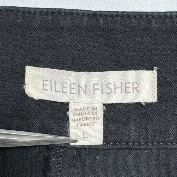 Eileen Fisher Black Cropped Straight Leg Pants Cuffed Women’s L - Picture 15 of 16